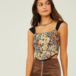 Altar'd State Size XXL Floral Tapestry Corset Top in Black